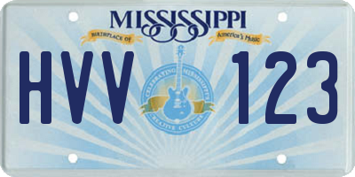 MS license plate HVV123