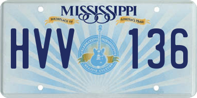 MS license plate HVV136