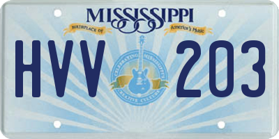MS license plate HVV203