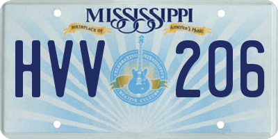MS license plate HVV206