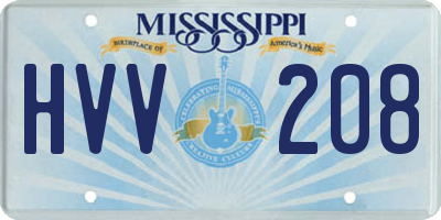 MS license plate HVV208
