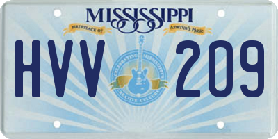 MS license plate HVV209