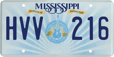 MS license plate HVV216