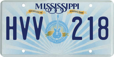 MS license plate HVV218