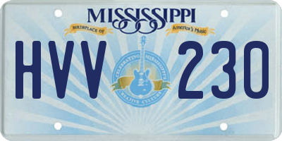 MS license plate HVV230