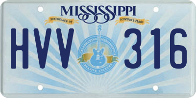 MS license plate HVV316