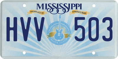 MS license plate HVV503