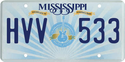 MS license plate HVV533