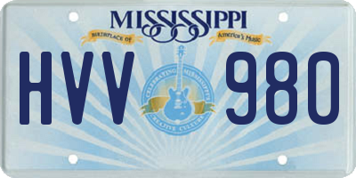 MS license plate HVV980