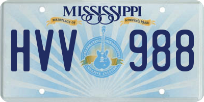 MS license plate HVV988