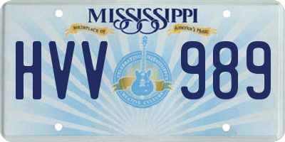 MS license plate HVV989