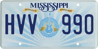 MS license plate HVV990