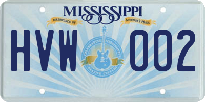 MS license plate HVW002