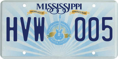 MS license plate HVW005