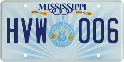 MS license plate HVW006