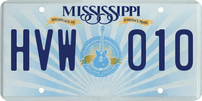 MS license plate HVW010