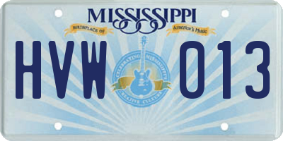 MS license plate HVW013