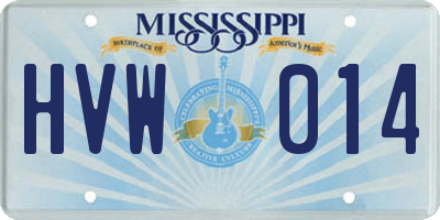 MS license plate HVW014