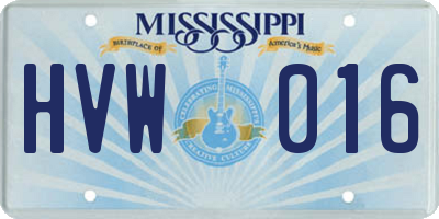 MS license plate HVW016