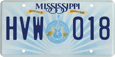 MS license plate HVW018