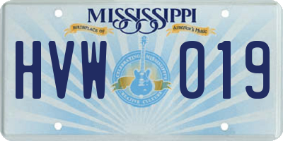 MS license plate HVW019