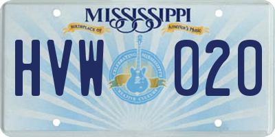 MS license plate HVW020