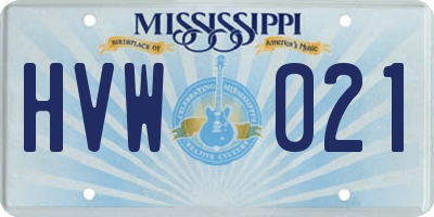 MS license plate HVW021