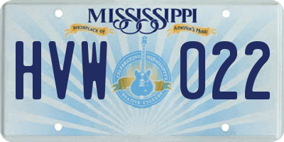 MS license plate HVW022