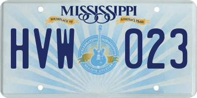 MS license plate HVW023