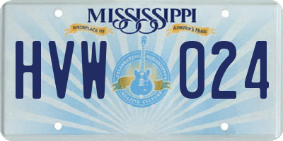 MS license plate HVW024