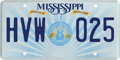 MS license plate HVW025