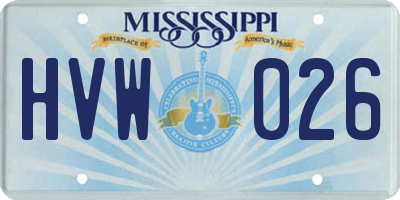 MS license plate HVW026