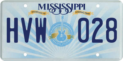 MS license plate HVW028