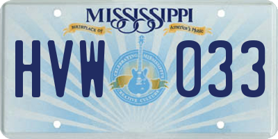 MS license plate HVW033