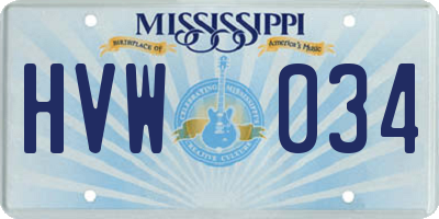 MS license plate HVW034