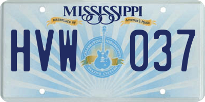 MS license plate HVW037