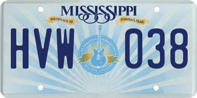 MS license plate HVW038