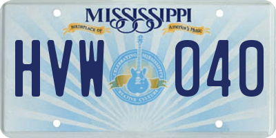 MS license plate HVW040