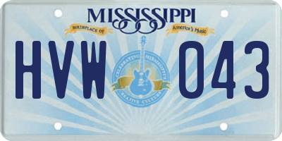 MS license plate HVW043