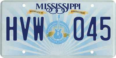 MS license plate HVW045