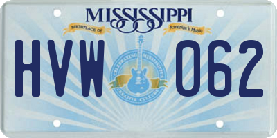 MS license plate HVW062
