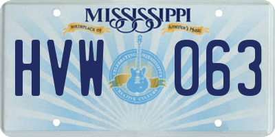 MS license plate HVW063