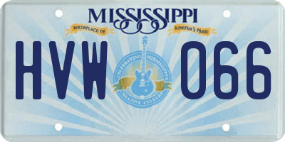 MS license plate HVW066