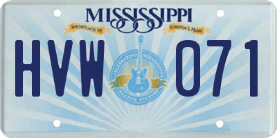 MS license plate HVW071