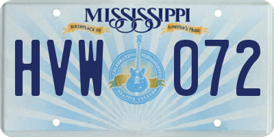 MS license plate HVW072