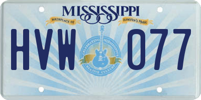 MS license plate HVW077