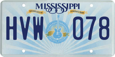 MS license plate HVW078