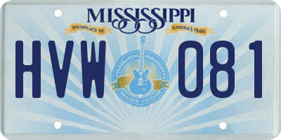 MS license plate HVW081