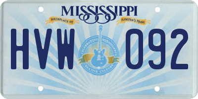 MS license plate HVW092