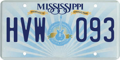 MS license plate HVW093